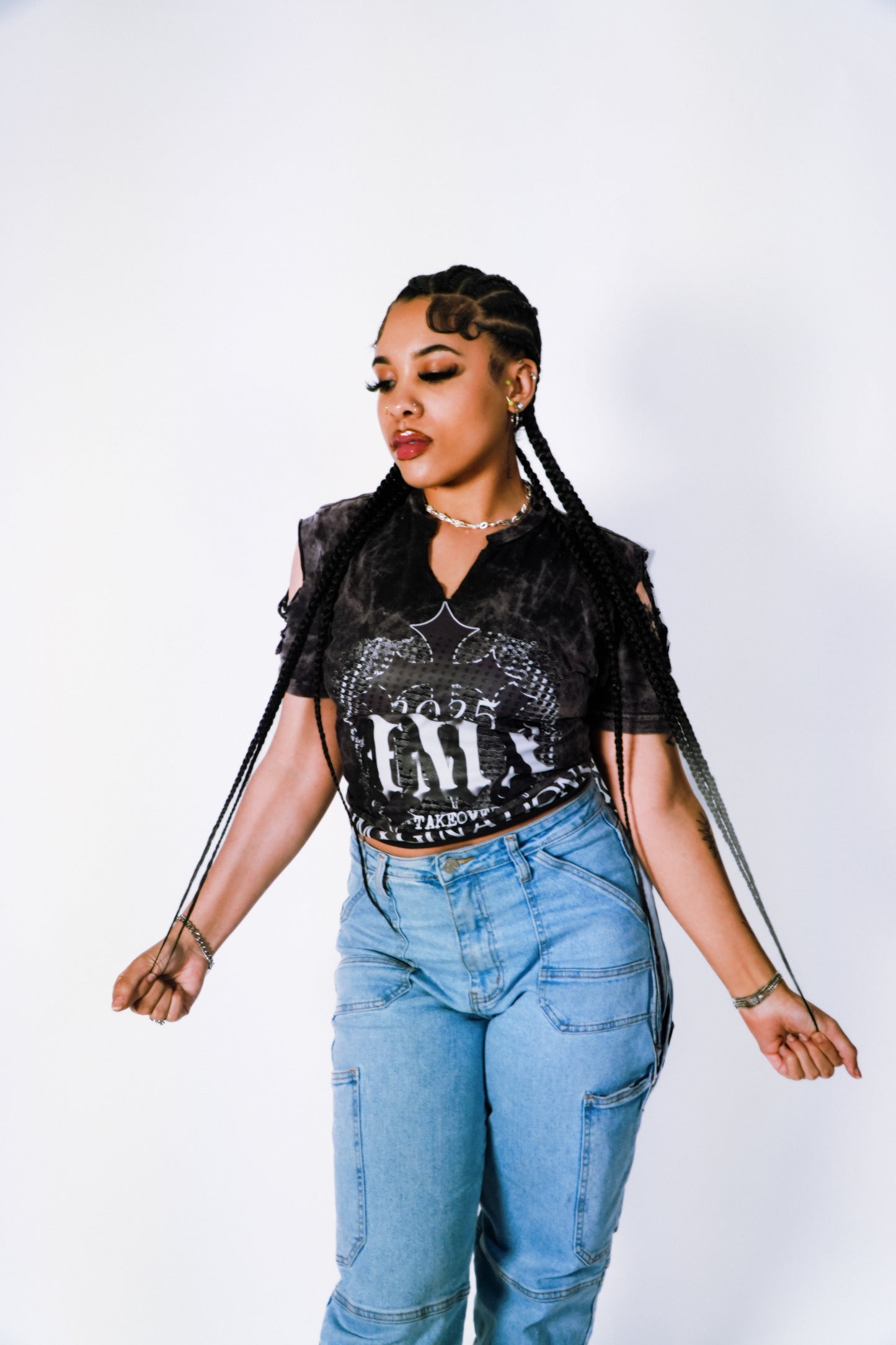“Takeover” Washed cropped tee